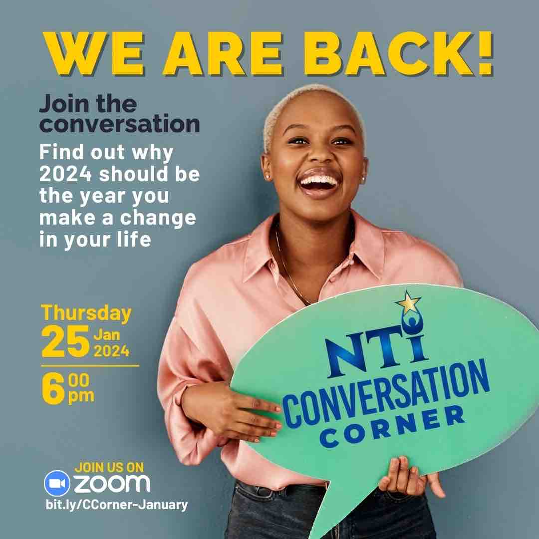 It’s 2024 and we are ready for the first Conversation Corner! Join us on Thursday, 25th January, 2024 at 6:00 pm via Zoom.  We encourage you to bring your questions and chat with us! #NTI #ConversationCorner #Questions