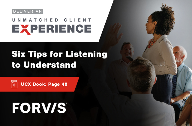 jessicalcullen's tweet photo. How do we bring an Unmatched Client Experience to life? By leaning into curiosity and building meaningful connections. Explore these six tips to learn how you can apply our Listen to Understand UCX standard in your day-to-day life. https://t.co/U8GCxNaryw https://t.co/xTiTPyoPct