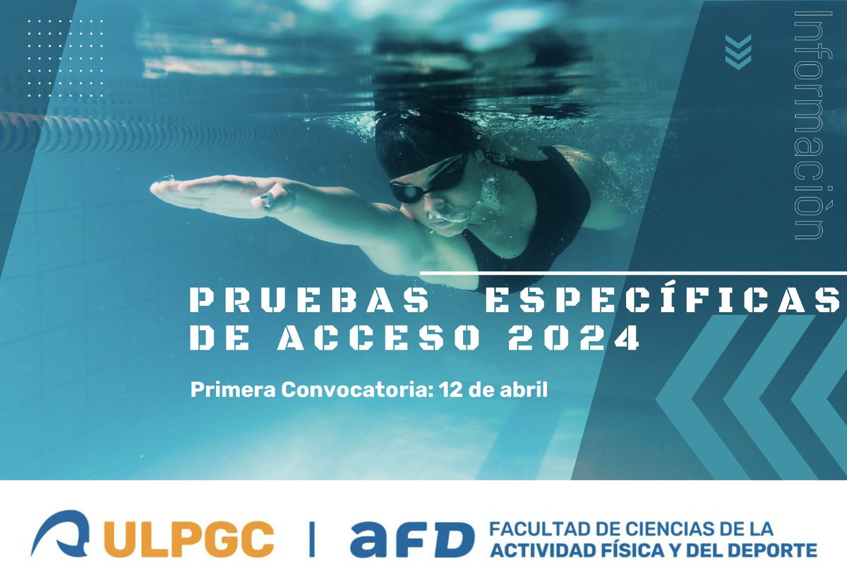 Importantes novedades en las pruebas de acceso a la <a href="/Fcafd_ulpgc/">FCAFD.ULPGC</a> Tres pruebas (natación-salto-resistencia), un día, dos convocatorias, dos años de validez...
fcafd.ulpgc.es/noticias_ver.p…