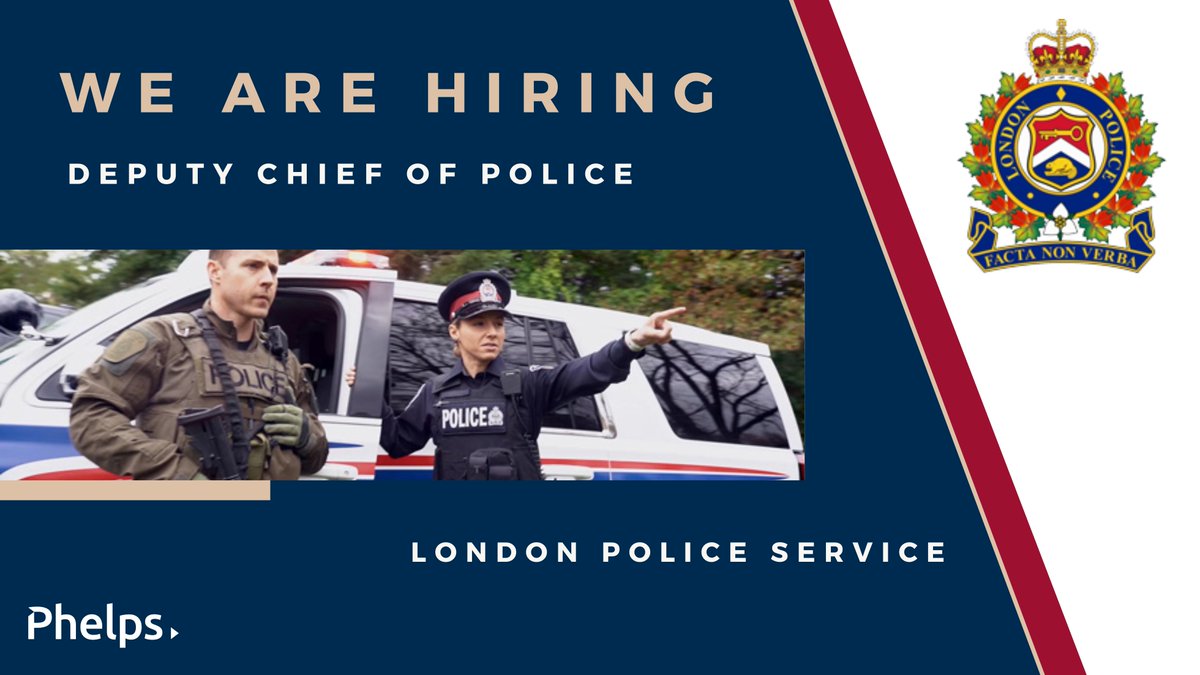 The London Police Service is looking for a new Deputy Chief of Police. 

Interested candidates can learn more about the position here: ow.ly/YQLR50QshWt

#Phelps #ExecutiveSearch #LPS #LondonPoliceService
#JobSearch #JobAd #JobOpening #Careers #Opportunities #Jobs