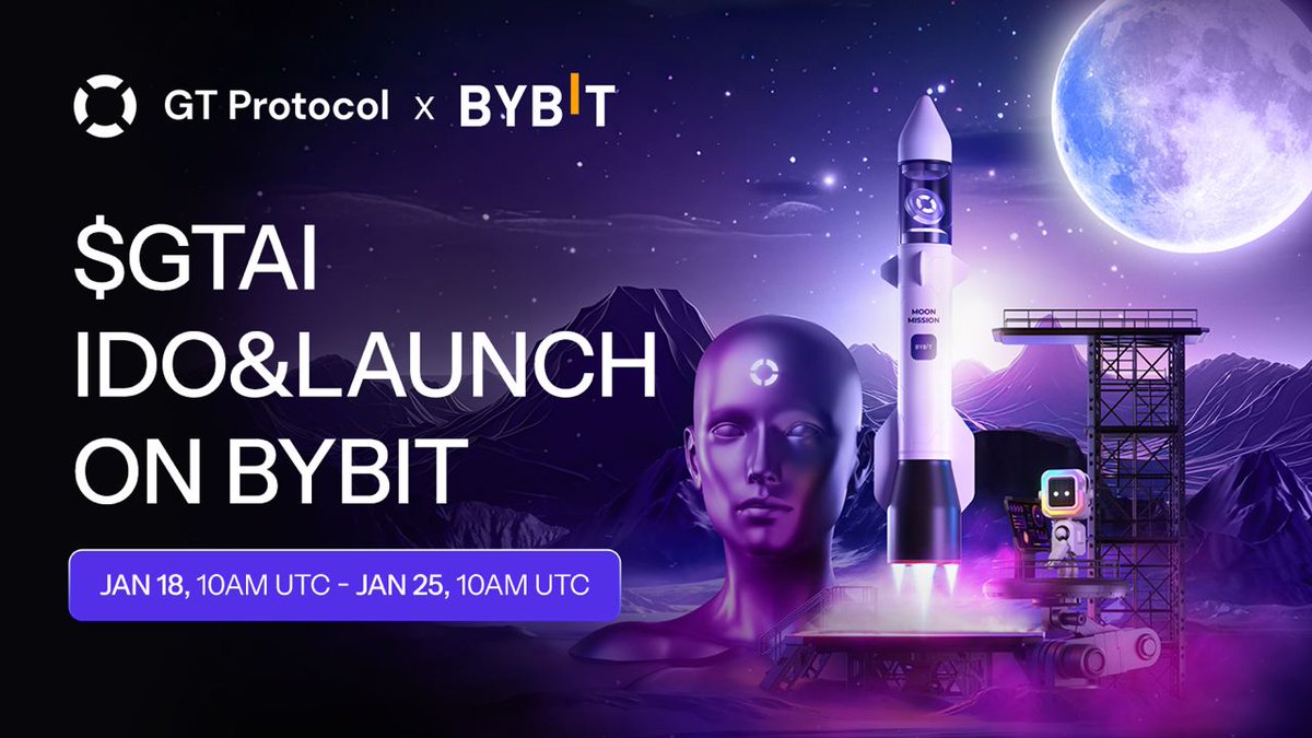 🎉 Thrilled to unveil our dynamic collaboration with <a href="/Bybit_Official/">Bybit</a> for the $GTAI IDO, starting today!

$GTAI, the powerhouse of GT Protocol, is set to fuel our ecosystem with utility &amp; governance 🦾

🔍 Details: bybit.com/en/web3/ido/de…

Get ready for groundbreaking