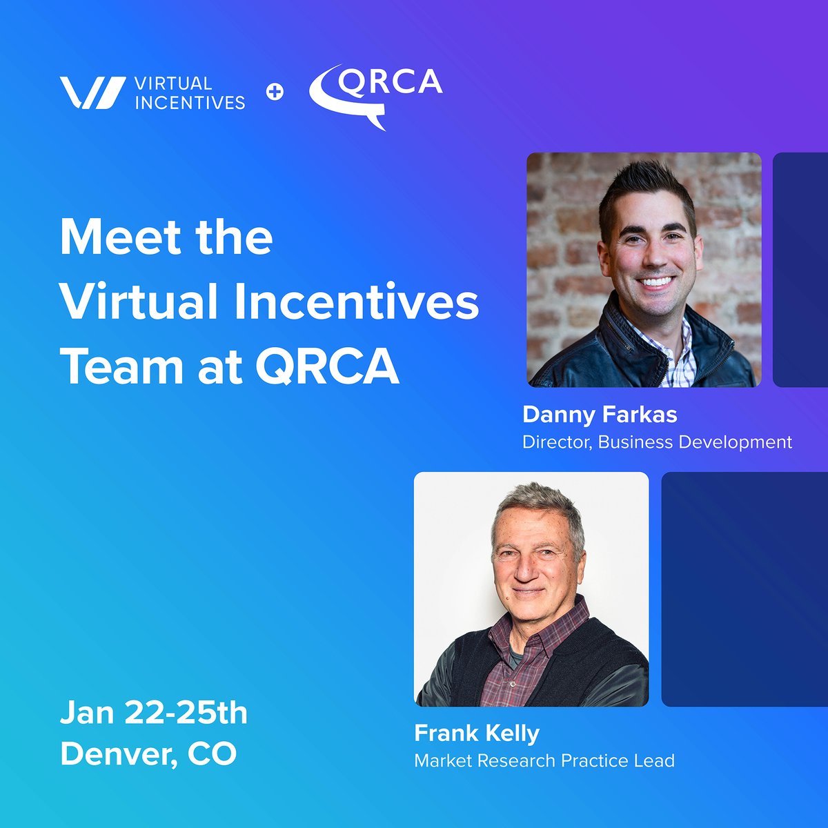 VirtualRewards's tweet image. Virtual Incentives is gearing up for the QRCA Annual Conference, happening in Denver, Colorado, January 22-25, 2024. 

We’re so excited to make connections and learn new tools with industry experts! 

Meet us there!

#VirtualIncentives #mrx #QRCA2024 #QualitativeResearch #Denver