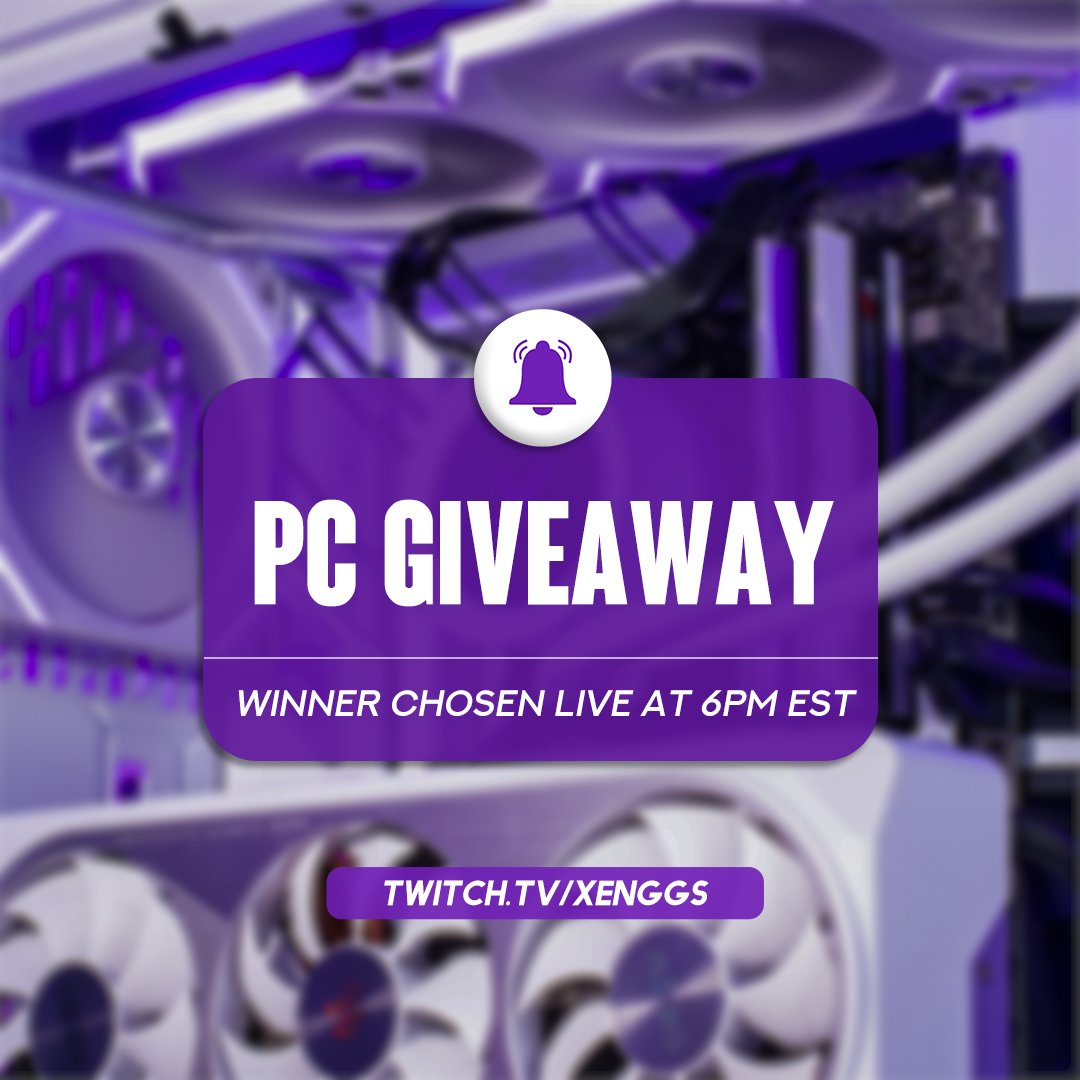 XenGGs's tweet photo. Our $2,500 PC giveaway winner will be chosen LIVE on stream tonight at 6pm EST. Tag someone who deserves to win 😳 https://t.co/GeuOHeoBKA