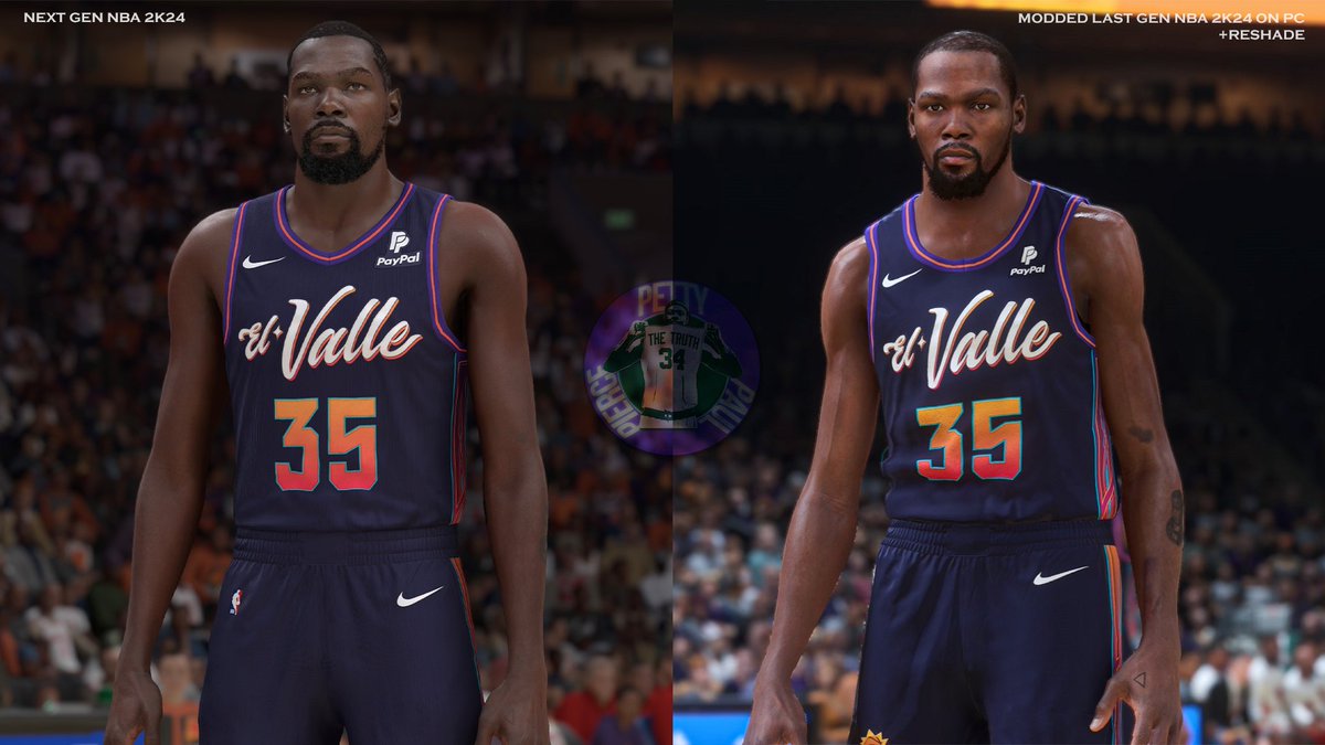 triple_petty's tweet photo. Right screenshot taken on PC with my modded KD cyberface + custom lighting + reshade. On the left is a next gen Xbox screenshot. What do you think which one looks better?
#nba2k24 #nba2k #nba #pcmods #2kmods https://t.co/Je4EYyxj7Y