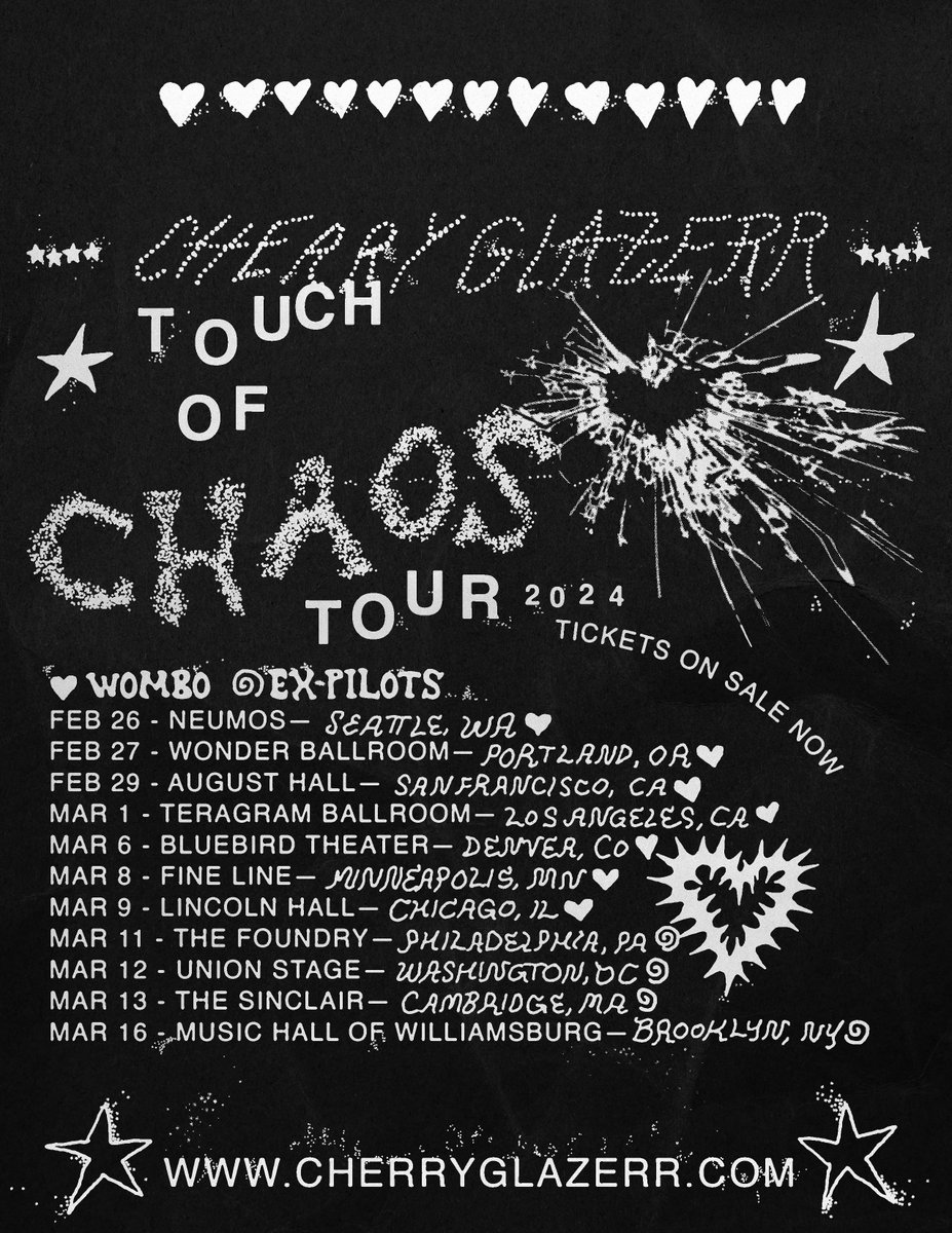 Have uuuu gotten your Touch of Chaos tour tix yet?!? LA, Chicago, and NYC are SOLD OUT and we've got low ticket warnings in a bunch of other markets, so whatcha waitin for!?! Get 'em here: cherryglazerr.com/tours