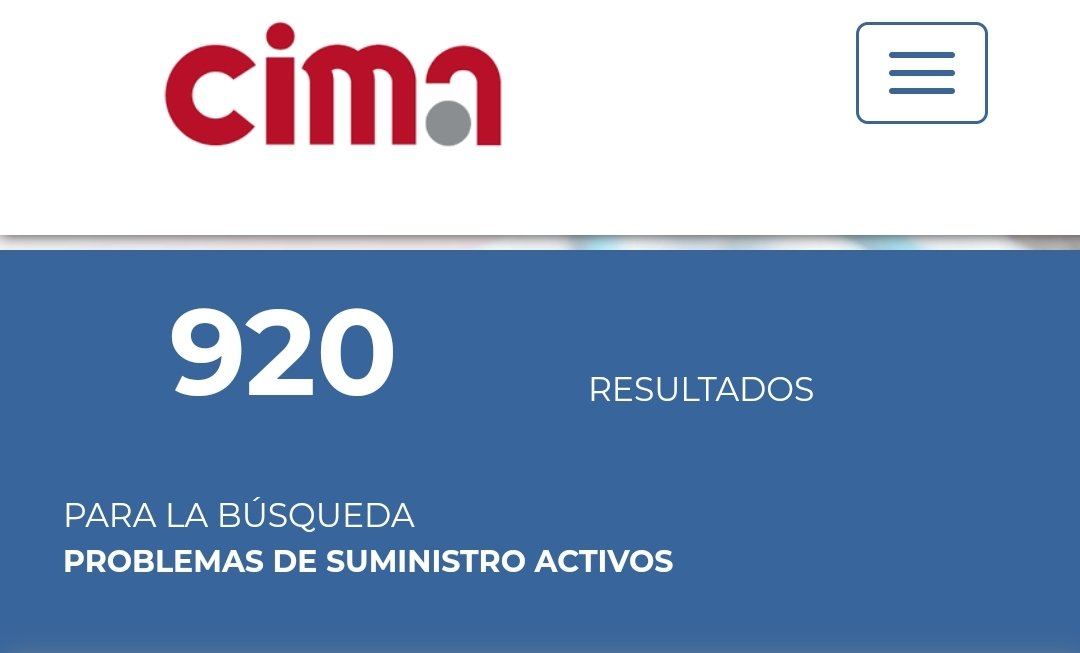 Dato de ahora... Así vamos un pasito para atrás... Y dos para delante. Aquí se pueden revisar todas las referencias. En aquellas que pone restringido es casi imposible hacerse de 1 unidad. Así estamos en la cuarta economía de la UE #españasinmedicamentos cima.aemps.es/cima/publico/l…