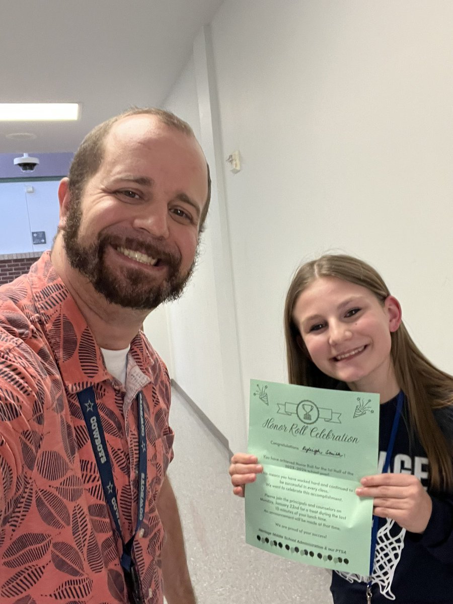 Today I got to inform these two rockstars that they made Honor Roll for the first semester. Way to go! I’ve known these two since 3rd grade and they’re now in 7th. Hard work pays off!
#proudtobeabronco <a href="/HeritageBroncos/">Heritage Broncos</a>