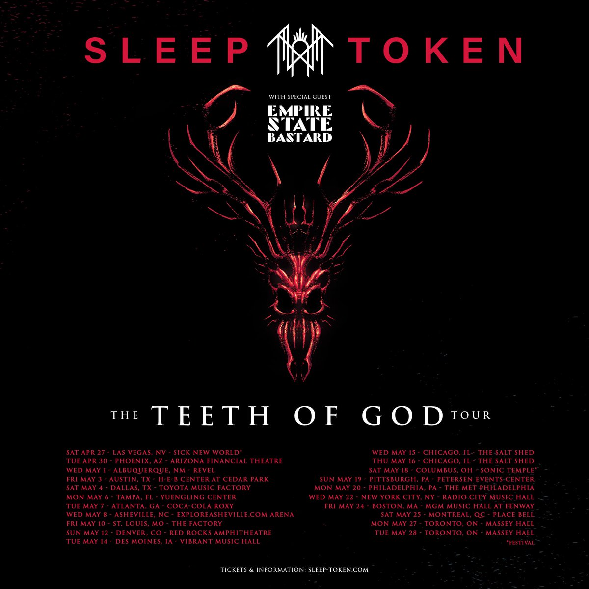 This April and May, North America shall gather in Worship once again, alongside special guests @ESB666_ Those wishing to attend may register their interest at teethofgod.com ahead of the exclusive presale window - which begins Wednesday at 10am local time. Prepare.