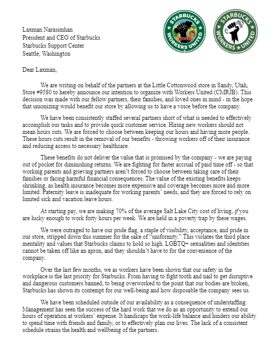 Starbucks Workers United Utah tweet media