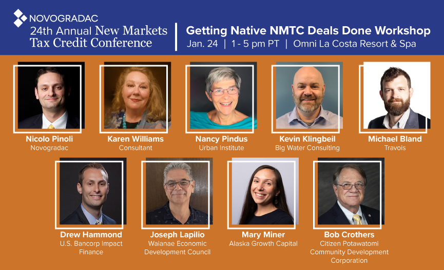 NovogradacNews's tweet photo. This workshop shares lessons from the CDFI Fund’s NMTC Native Initiative for Native and non-Native CDEs, sponsors, investors and lenders. This workshop is sponsored by @TravoisKC. Materials presented by @CDFIFund and @BigWaterLive. Register now: https://t.co/JCjQeRYv6T https://t.co/JADDJ6wP1w