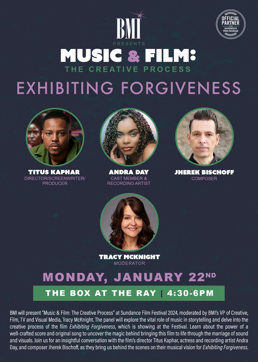 Broadcast Music Inc. (@bmi) on Twitter photo Join us at <a href="/sundancefest/">Sundance Film Festival</a> for "Music & Film: The Creative Processā on Monday, January 22nd with #TitusKaphar, <a href="/AndraDayMusic/">Andra Day</a>, <a href="/jherekbischoff/">Jherek Bischoff</a> and our very own @CalamJane! š¶ bmi.com/news/entry/bmiā¦
#BMIFilmTV #BMISundance #Sundance Join us at <a href="/sundancefest/">Sundance Film Festival</a> for "Music & Film: The Creative Processā on Monday, January 22nd with #TitusKaphar, <a href="/AndraDayMusic/">Andra Day</a>, <a href="/jherekbischoff/">Jherek Bischoff</a> and our very own @CalamJane! š¶ bmi.com/news/entry/bmiā¦
#BMIFilmTV #BMISundance #Sundance