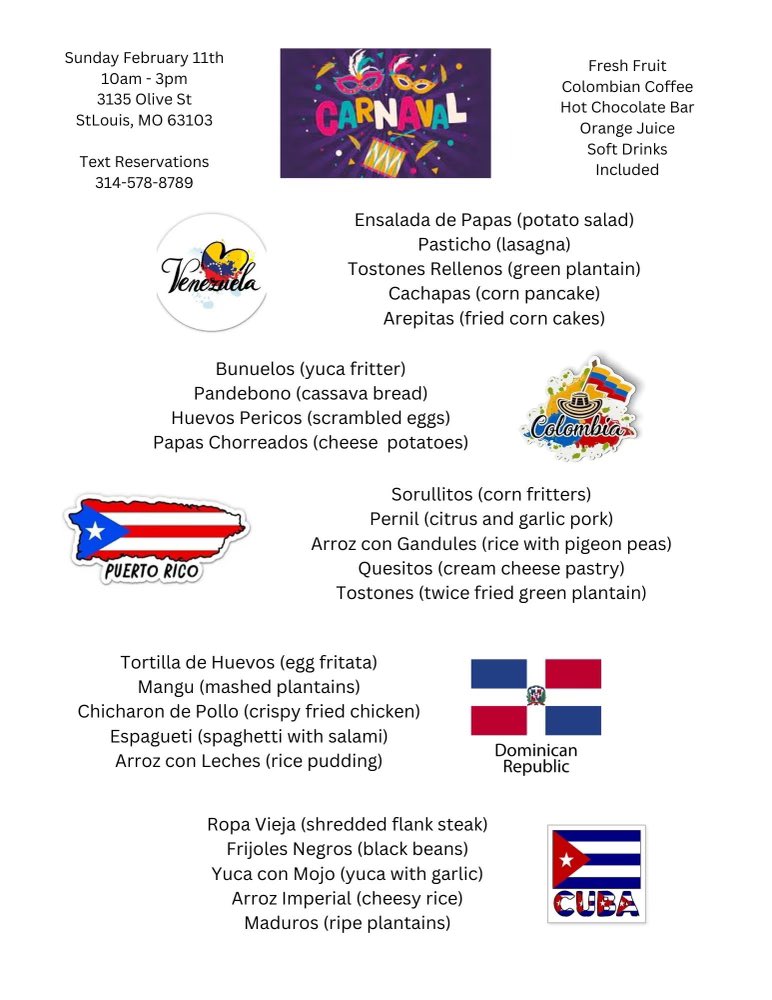 I could do things easier, but what kind of fun is that. One brunch five countries at Salsa Rosada. Text me to make reservations. Last buffet filled up two days before. @RosadaSalsa