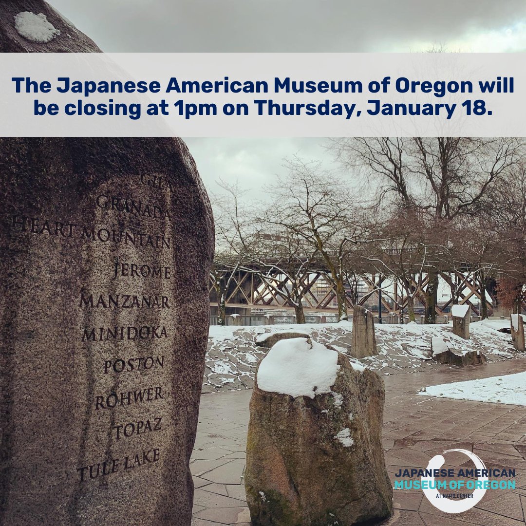 With the continued icy conditions, the Japanese American Museum of Oregon has decided to close early today (Thursday, January 18) at 1pm. Will things be back to normal tomorrow? We sure hope so! Please stay safe out there. 

 #WinterWeather #PortlandIceStorm #PortlandWeather