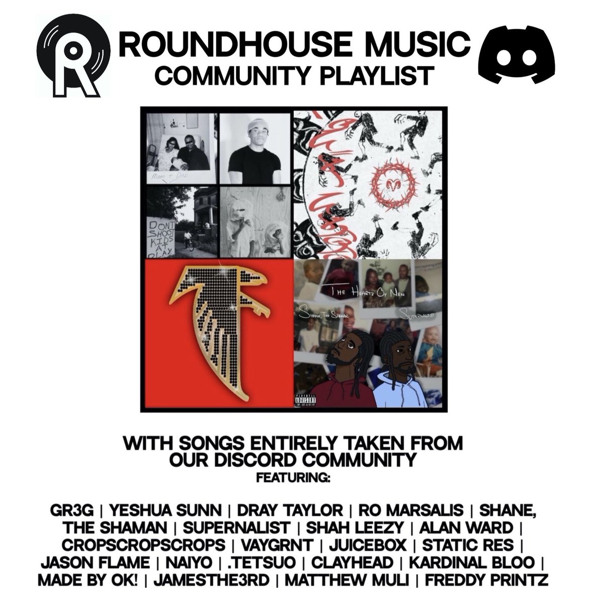 Our Roundhouse Music community playlist updated, which is made up of songs shared in our Discord community. Tap in with the community of independent artists, share your work and submit to our playlists via our Discord. Check out the playlist and submit: linktr.ee/roundhouse_mus…