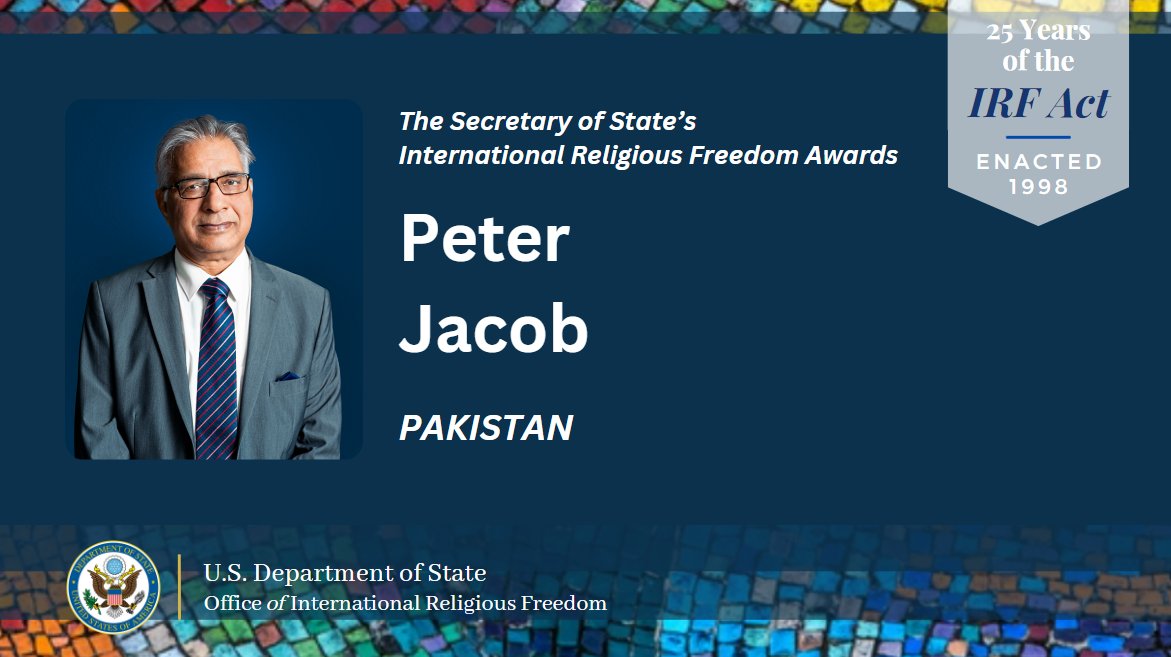 Peter Jacob tirelessly advocates for the constitutional rights of Pakistan’s religious communities. He challenges the blasphemy laws that are used to target Muslims, Christians, Hindus, and Sikhs. He created the country’s only comprehensive dataset of those charged. #IRF_Award