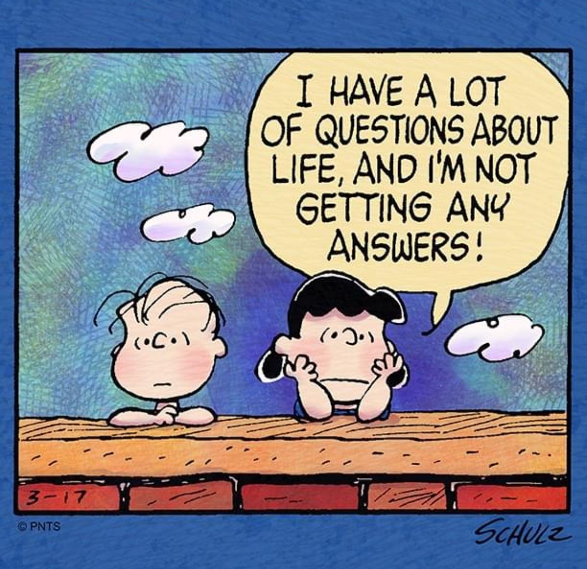 Lucy needs answers! #ThursdayThoughts #Peanuts