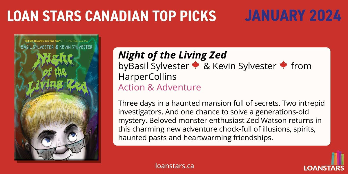 Night of the Living Zed by Basil Sylvester 🍁 &amp; Kevin Sylvester (@kevinarts)🍁 from <a href="/HarperCollins/">HarperCollins</a> is a #LoanStars Canadian Junior top pick! 🌟

🔗tinyurl.com/mpkcwx8n