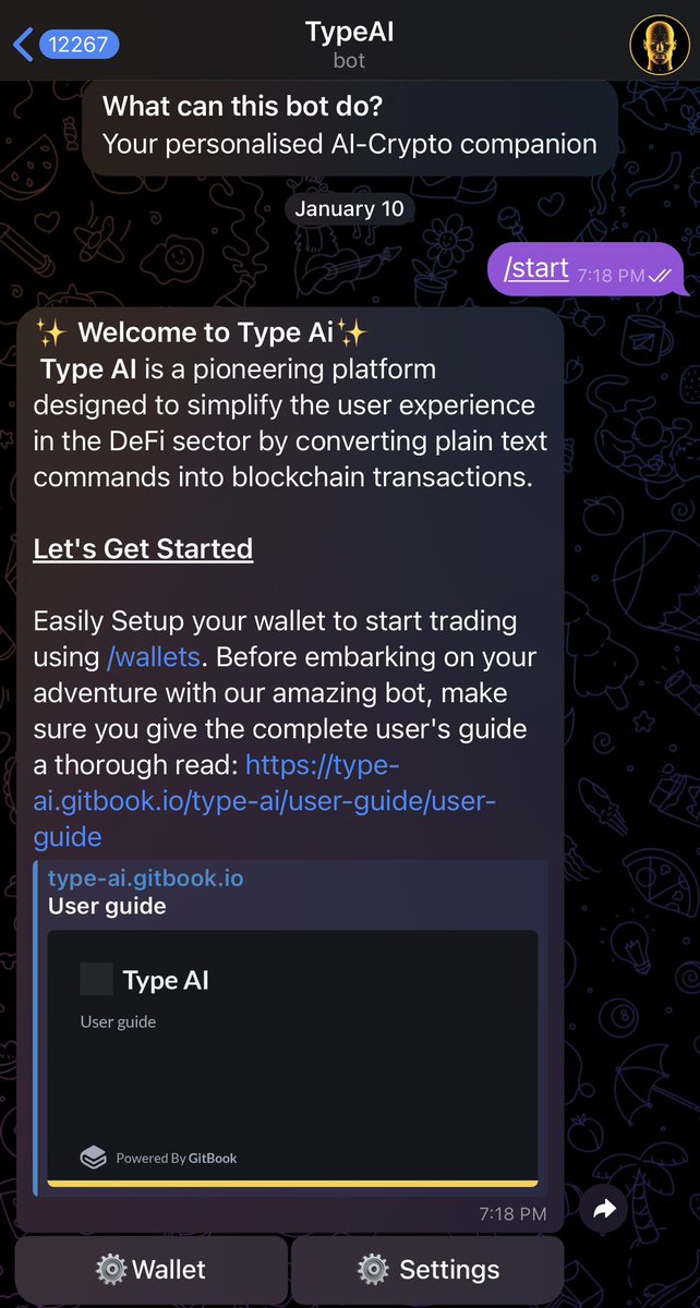 BraverCrypto's tweet photo. New long term call:

Type AI - $TYPE
$1m MC
@Typeaieth
Taxes 5/5

Revenue share 50% (coming soon)

Easy-to-use, seamless #Crypto #AI companion with token swap functionality.

Type AI allows any crypto trader to swap, deploy, stake, or snipe by using its intuitive natural language processing model. It is a combination of a crypto based #ChatGPT and sniping telegram bot like #Maestro.  

Community engagement has gone parabolic.  Since launch, in one week, the Type AI platform has surpassed 1000+ users - https://t.co/l1crdhkUqV

Originally, I was thinking of calling this as a short term play. Though after reviewing it more and seeing it action, I feel this TG AI Trading Bot can help onboard tons of new crypto users since the bot literally will answer any question and guide people into buying. 

What I love most about this project and their team is that the bot doesn’t save your seed phrase. It deletes it immediately. This means it is much more secure for all users and our funds. 

Another thing I love about the project is that the team is doxed, and I even have a copy of their Secretary of State filing for their official registered LLC, TYPE AI TECHNOLOGIES LLC, based out of Georgia, USA.

The team seems serious AF and I would not fade this one.

Anything under $10m MC is extremely cheap and undervalued imo. 

A hell of a steal at $1m mc

LFG!!!💯🚀📈

CA:  0x443459d45c30a03f90037d011cbe22e2183d3b12

Chart:  https://t.co/a5y02O5Of2

TG:  https://t.co/iKmt4i5p3u
TypeAI Bot:  https://t.co/w9y5cwKw9k