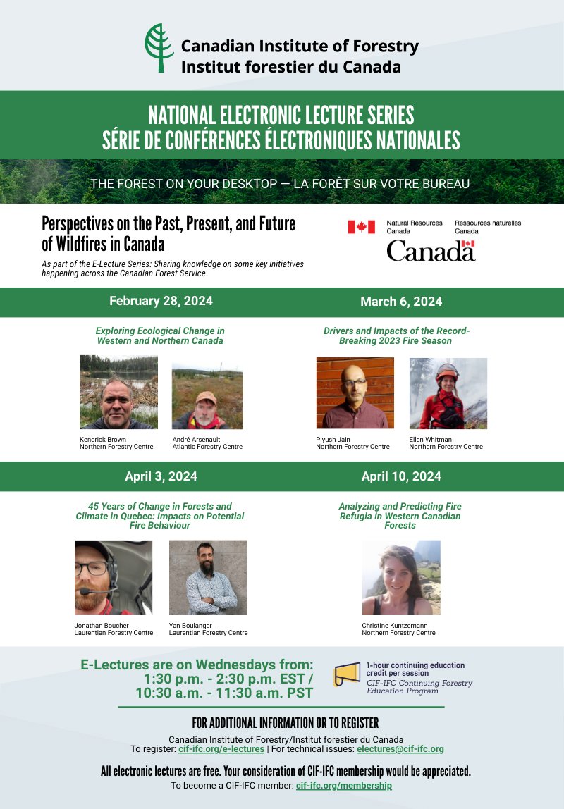 CIF-IFC (@cif_ifc) on Twitter photo NEW E-Lecture Series "Sharing knowledge on some key initiatives happening across the Canadian Forest Service" starting on January 31st 🌲🖥️ Hosted in collaboration with <a href="/NRCan/">Natural Resources</a>, this 10-lecture series will be presented across three themes. Register now! 👉 cif-ifc.org/what-we-do/e-l… NEW E-Lecture Series "Sharing knowledge on some key initiatives happening across the Canadian Forest Service" starting on January 31st 🌲🖥️ Hosted in collaboration with <a href="/NRCan/">Natural Resources</a>, this 10-lecture series will be presented across three themes. Register now! 👉 cif-ifc.org/what-we-do/e-l…