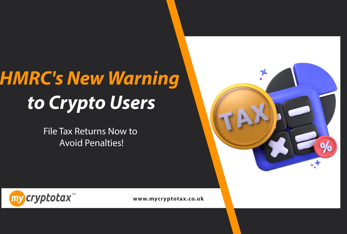 mycryptotaxuk's tweet image. Regulation Article Link: mycryptotax.co.uk/hmrcs-new-warn…

HMRC Warning: File your crypto tax returns by Jan 31st to avoid penalties! 

Links:
 
 Free Consultation: mycryptotax.co.uk/crypto-tax-rev…
 Website: mycryptotax.co.uk
 Contact: +44 20 3302 1919
 
 #cryptoconsultation #cryptotaxreturn