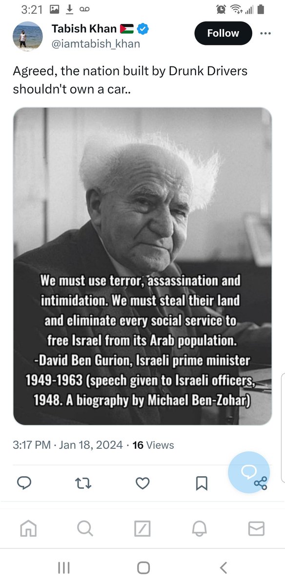jina_huh's tweet photo. @iamtabish_khan @leekern13 Unbelievable how many fake facts and quotes are posted by pro-Palestine supporters.
David Ben-Gurion never said that. โ
https://t.co/xfsHerWKkn
#IsraelHamasWar
#problematicprotestonline ๐จ
#fakequote #lie https://t.co/90DraZCJhZ
