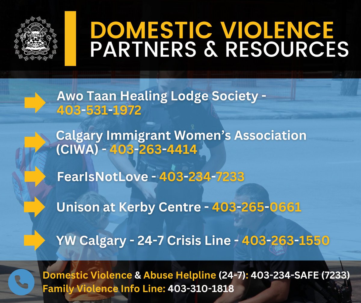 CalgaryPolice's tweet photo. 🟣 If you or someone you know is in need of domestic violence-related support, we are here to help. We work collaboratively with a host of organizations to ensure Calgarians facing domestic conflicts are aware of the resources available to them.

Our Victim Assistance Support Team (@CPSVAST) remains available for anyone who may be impacted by recent events:
📞 403-428-8398
📞 1-888-327-7828 (toll free)