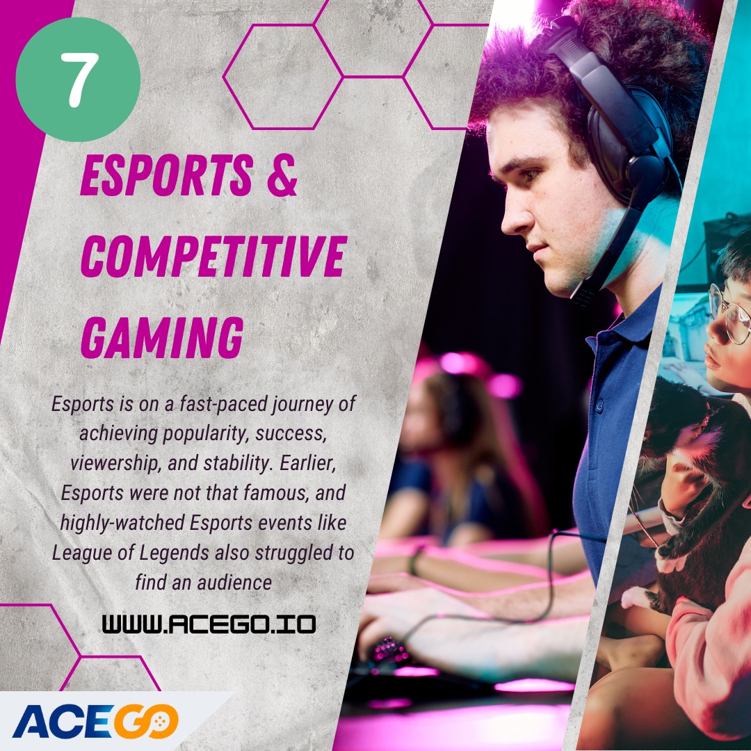 ACEGO_HQ's tweet image. From humble beginnings to global stardom 🌐🎮 Esports has transformed into a powerhouse of entertainment! 🚀 Witness the evolution of competitive gaming, where passion meets skill. 🏆👾 #EsportsRevolution #GamingGlory #LevelU