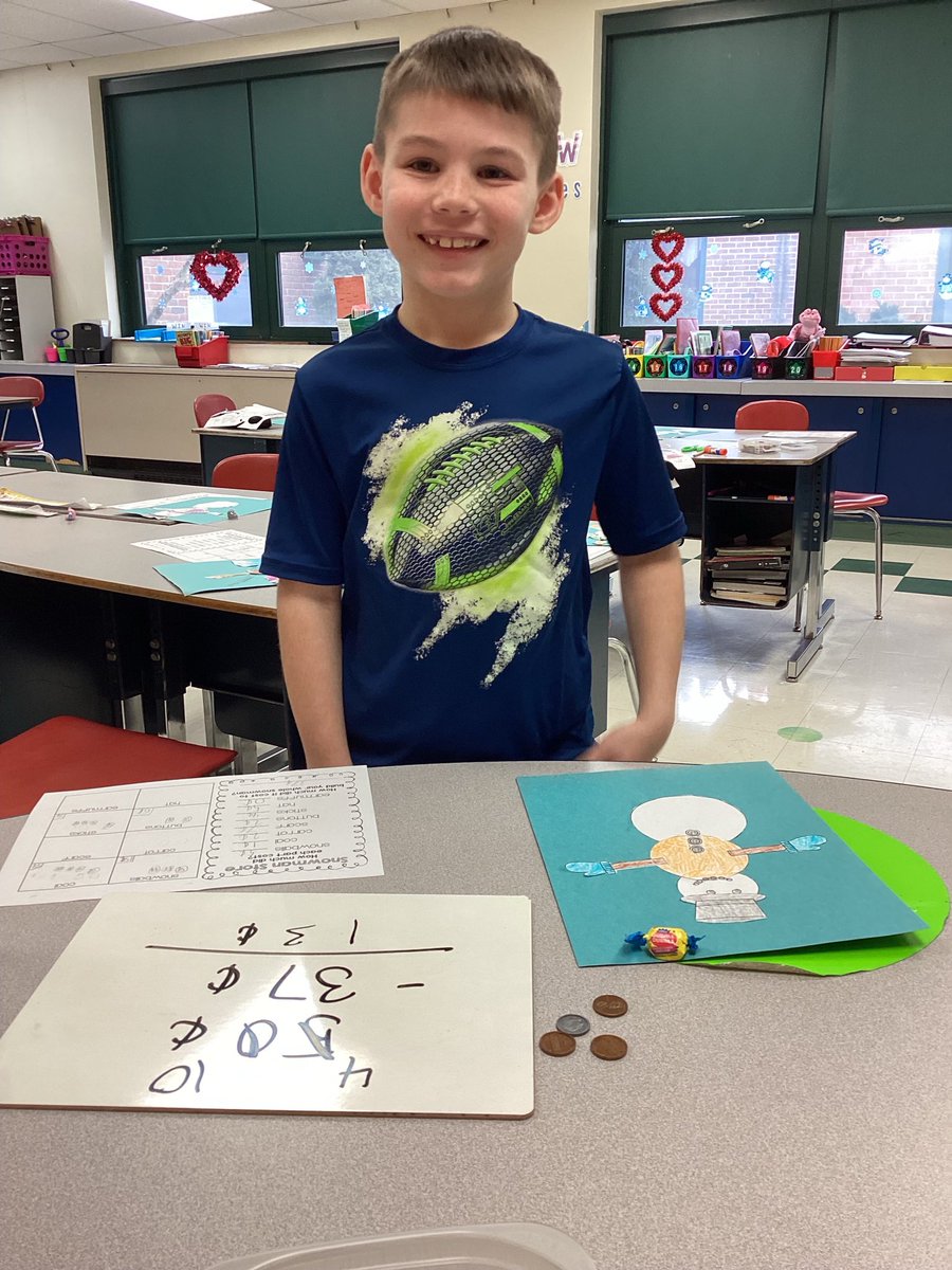 Welcome to our snowman store. Ss had a half dollar to spend to build their snowman. They made the correct change, then traded the change for a piece of gum ⛄️❄️