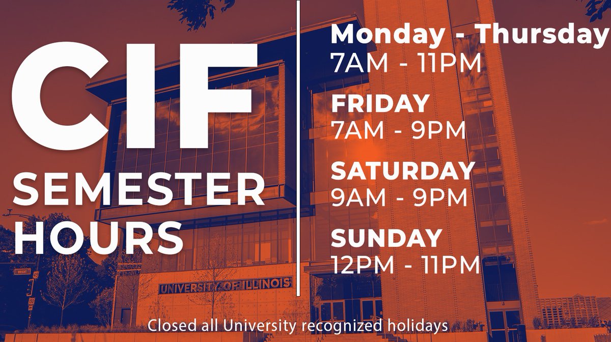 Here's a refresher of our semester hours! As a reminder, individuals are not permitted to remain in the building after closing times.