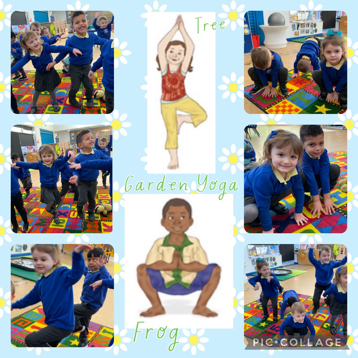 Today we did Garden Yoga 🧘‍♀️ 🧘‍♂️ We learnt the tree pose and the frog pose #RyFwellbeing #HealthyHarri @rhosyfedwen
