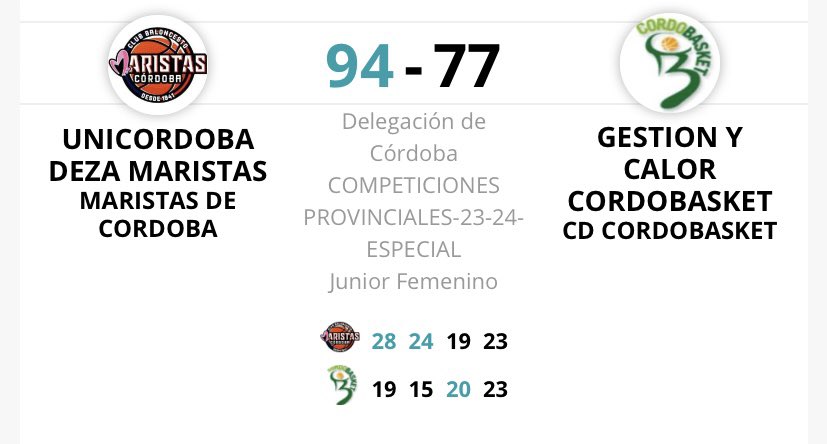 UNICORDOBAfeme1's tweet photo. VICTORIA en Liga JUNIOR contra CORDOBASKET.
Buen partido de nuestras chicas de UNI Club Baloncesto Maristas Córdoba que se llevaron el encuentro disputado en el día de ayer.
Vamos UNI! 💙Vamos Maristas!! ❤️
#TecnicaLucia?WTF? #EQUIPO #BatmanForever #UNILovers #TheMachineGun https://t.co/MvgEXr7pEd