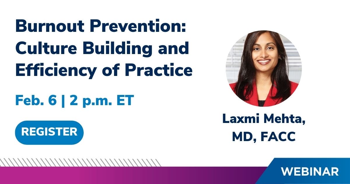 Calling all🫀chief fellows! Join us for happy hour #2 (more conveniently timed at 2 PM EDT per some of your feedback!) The amazing @DrLaxmiMehta will discuss “Burnout Prevention: Culture Building and Efficiency of Practices”, a 🔑 skill! Be there or be ⬛️ ⁦@ACCinTouch