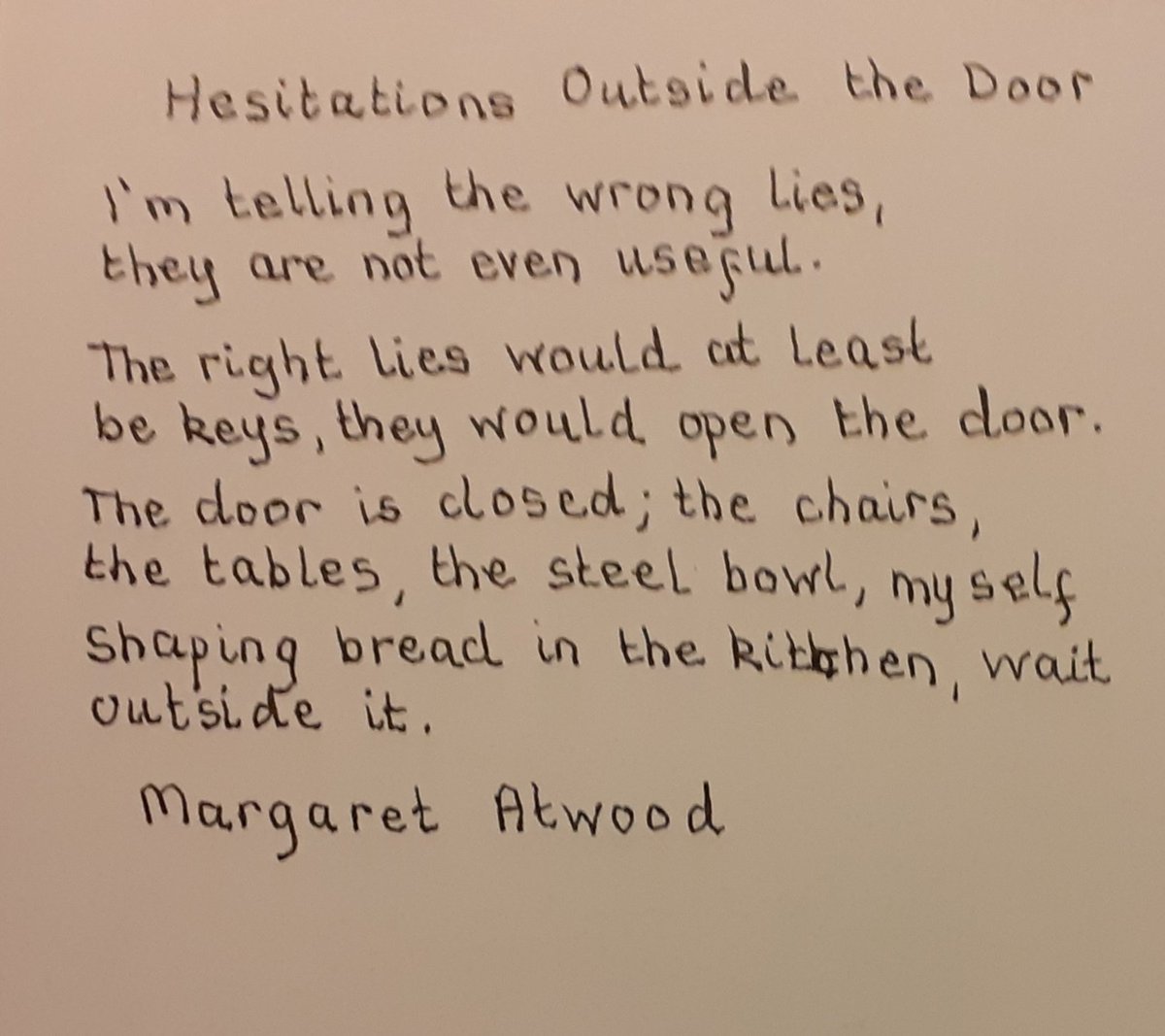 268. 'Hesitation Outside the Door' by Margaret Atwood.