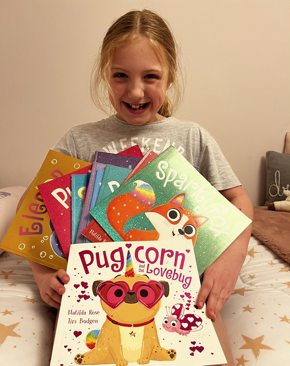 @timbudgen Millie was very happy to get her copy of #Pugicornandthelovebug today to add to her growing collection.#No1Fan  #MatildaRose #Pugs #Love #Friendship #readingforpleasure #Books #valentinesday2024 @HachetteKids @Katie_M_illo @KatieSassienie