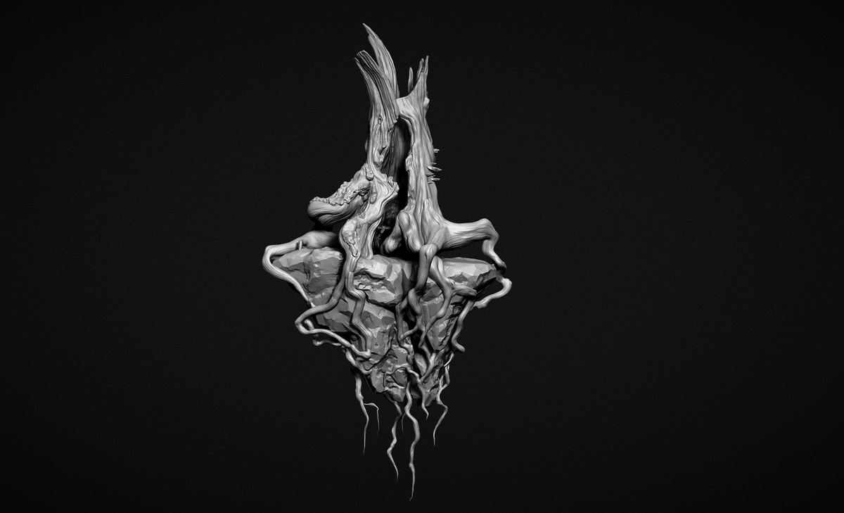 wxus_'s tweet photo. Here is a little update on my tree, I cleaned a little bit bottom and I tried to add some moss and mushrooms, I need a better plan for that tho #zbrush #art #3dmodeling https://t.co/DdXys6wXBu
