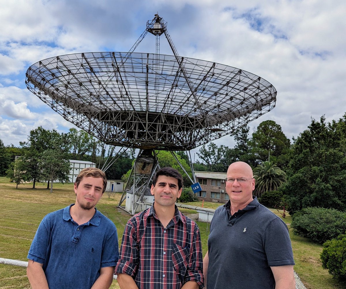 Great meeting Guillermo Gancio, head of the IAR Observatory, and IAR doctoral researcher Ezequiel Zubieta today for a tour of the two 30-meter radio telescopes here at the Argentine Institute of Radioastronomy.  IAR lies about an hour south of Buenos Aires.