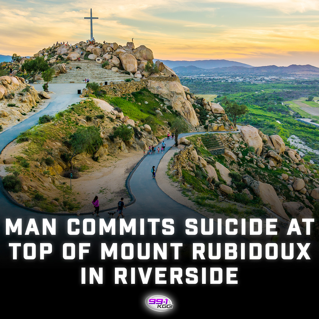 991KGGI's tweet photo. Sad news out of #Riverside. A body of a man who shot himself to death at the top of #MountRubidoux near the cross was found Tuesday morning. According to police, his girlfriend called police after witnessing the shooting. Sending prayers π. Full story at https://t.co/q5dn84nKKZ. https://t.co/UWjkKPvIrz