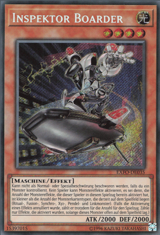 Kanedgy_Red's tweet photo. @MBTYuGiOh Inspector boarder is a strong contender to make yugi-boomers angry. A 2000k lvl 4 monster with a confusing floodgate effect? Not in my card game! https://t.co/xcLowoutOc