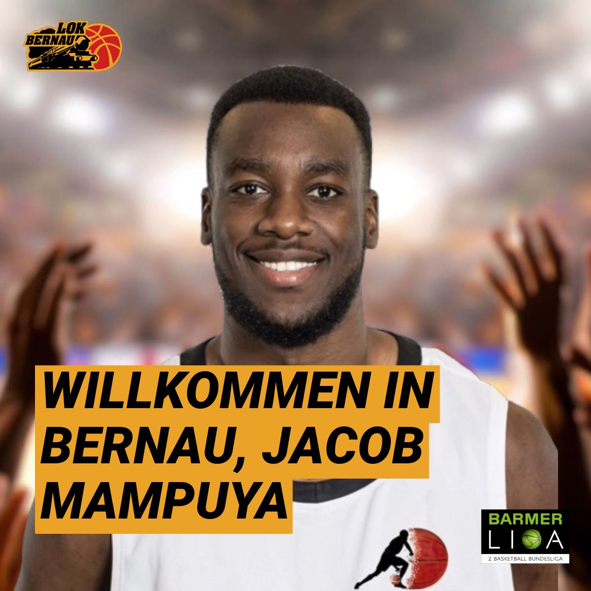 Neuzugang bei LOK Bernau 🚂💨🖤💛🏀 Jacob Mampuya verstärkt unser Team auf dem Weg in die Playoffs. 🔥💪 Mit seinem Wurftalent und seiner Vielseitigen Erfahrung wird Jacob einen wichtigen Beitrag für unseren Erfolg haben. Freut euch auf Powerplays und spannende Momente!