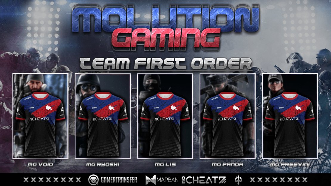 hiermit dürfen wir Euch stolz unser #RainbowSix Team: First Order präsentieren!

Support – MG Void
Support – MG Ryoshi
Flex – MG FreeVini
Flex – MG Panda
Entry – MG L15

Wir wünschen euch viel Glück und Erfolg bei uns!

#GoMolution#MolutionIsTheSolution