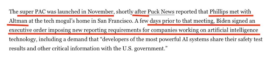 greeninoc's tweet photo. @MsMalarkey24 @deanbphillips @AndrewYang The timing!
▪️Biden EO: Safe, Secure, Trustworthy AI 

▪️Days later Phillips runs to San Francisco upon being summoned by Open AI CEO Altman b/c he knows #DeanPhillipsForSale

▪️After the meeting Altman creates Phillips-centered PAC

Phillips 😍billionaire tech bros
#DropOutDean https://t.co/0VC0zMCE4l