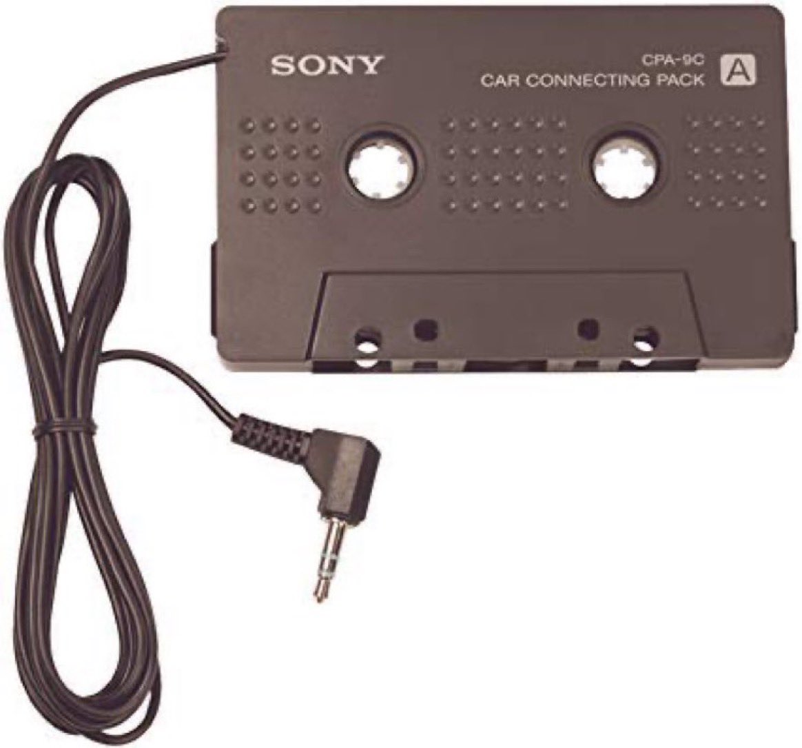Super70sSports's tweet photo. “Excuse me while I plug my portable CD player into my car’s cassette deck like a goddamn boss.” - Me, 1995 https://t.co/0n2ISPZ2Qc