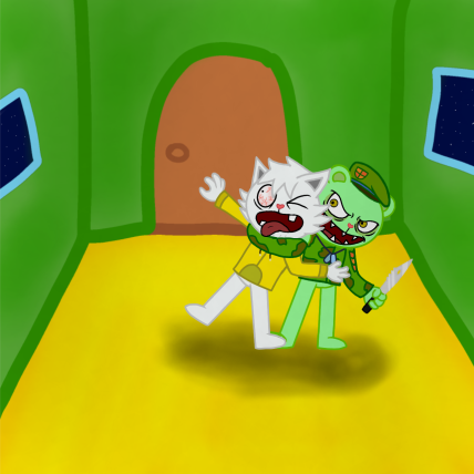 Chenchuaaa's tweet photo. jsjs, felipe el oso verde (Comic hecho por @Alejo_HTF_ ) #happytreefriends #HTF #comics #happyshitfriends https://t.co/8BU05rI6Dy