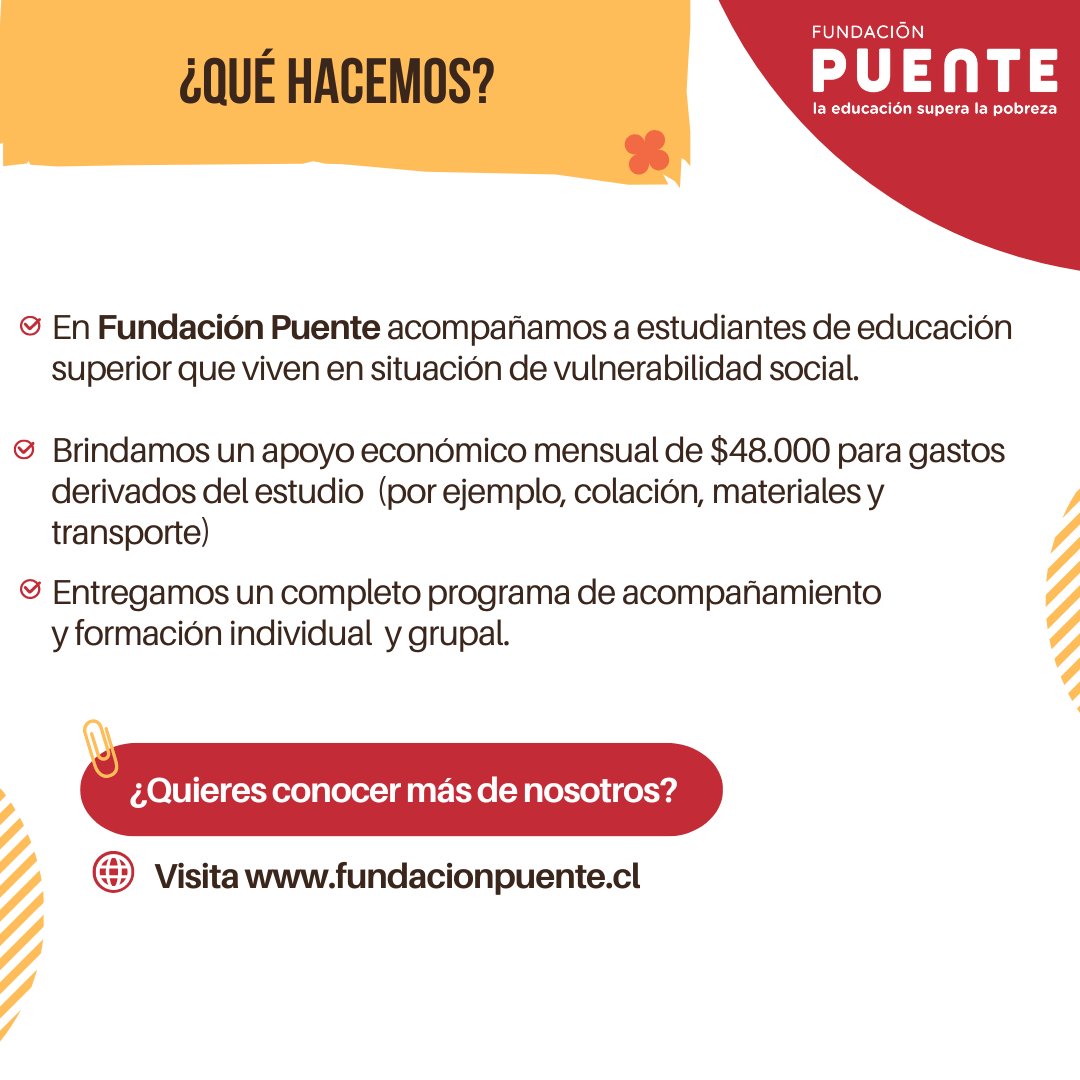 Hemos abierto el proceso de postulación a nuestro Programa Integral de Becas 2024 para estudiantes de educación profesional o técnica profesional, que se encuentren en situación de vulnerabilidad social

Porque creemos que la educación supera la pobreza te invitamos a postular