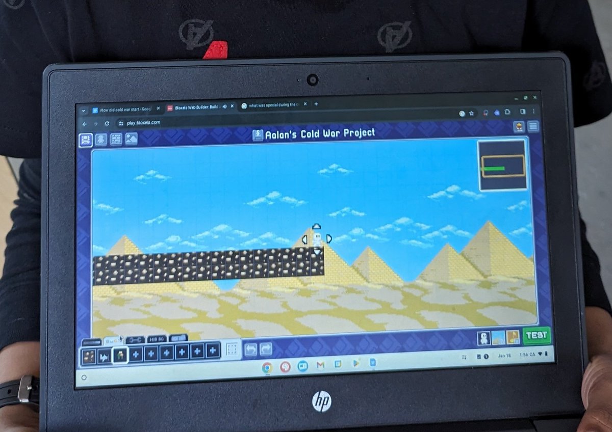 MrHennigar's tweet image. Ancient civilizations projects are underway. 3D designing a crown, green screen videos, Bloxels games, stop motion, Blooket game creation, sewing and more are in the works. 

1.5 hours felt like 15 minutes... I'm excited to see how far these go! 👑
#MakerEdNS @westbedfordPP_8