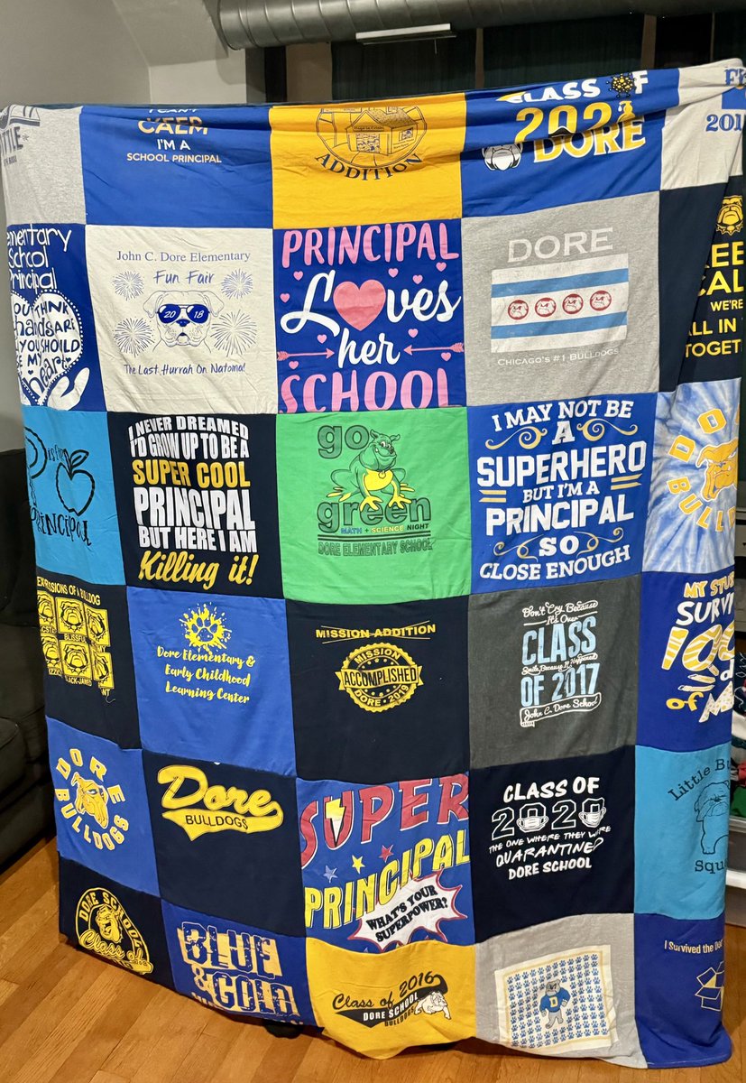 I had a bunch of my t-shirts turned into a quilt! #schoolleader #principal