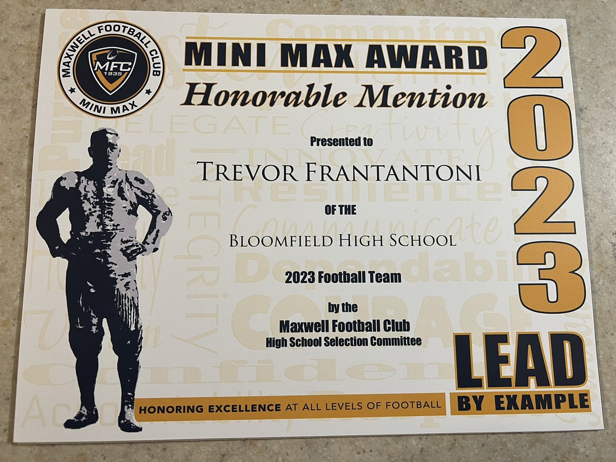 I’m very honored to receive honorable mention for the Mini Max Award. 
@MaxwellFootball