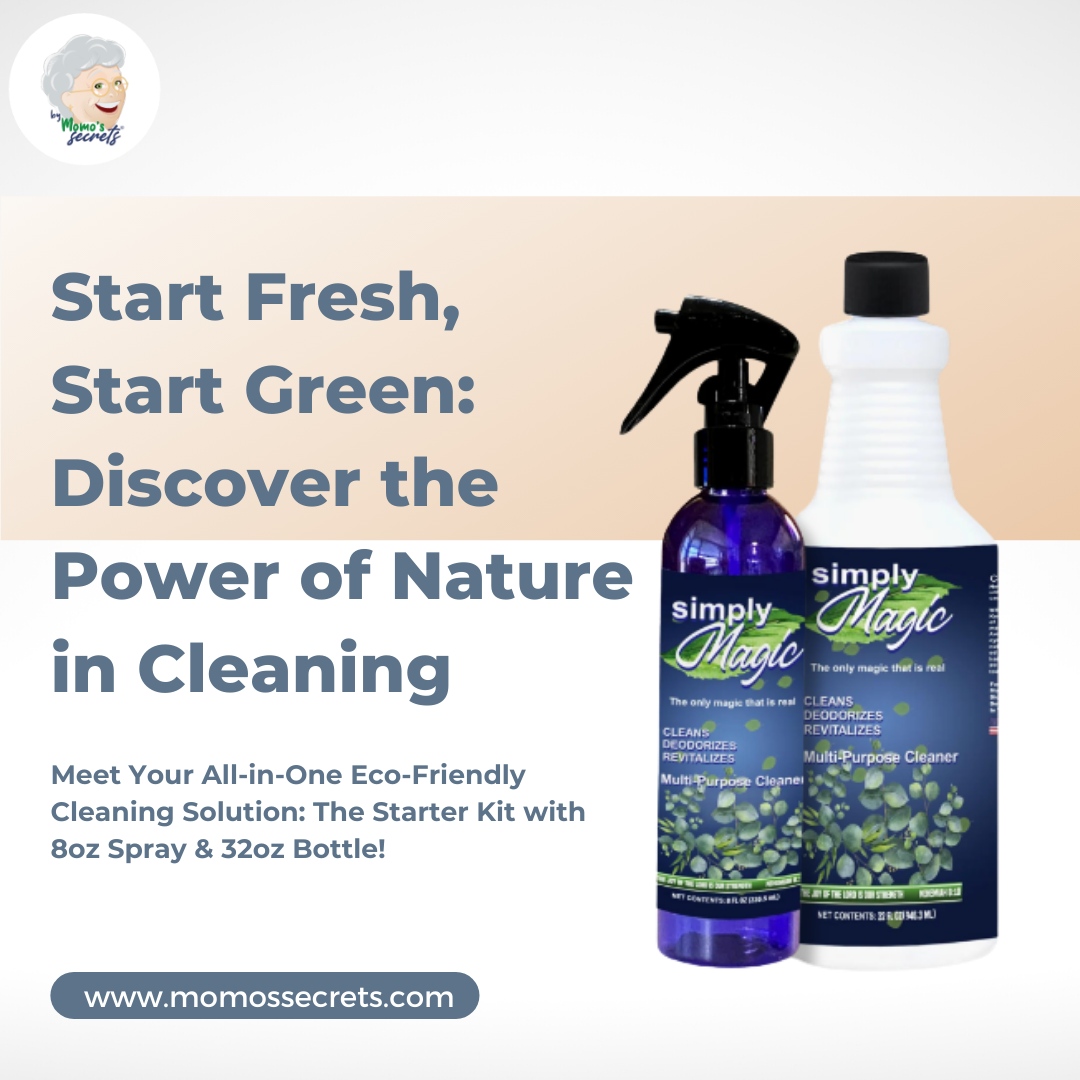 Go green with Momo's Secrets Starter Kit, for a clean, eco-safe home. Our 8oz spray and 32oz bottle are perfect for eco-warriors!

🌱 Switch to eco-clean with our kit today! 🌱

#GreenClean #EcoLiving #SustainableHome #NonToxic #PlantBased #HealthyHome #EcoFriendly #GreenWarrior