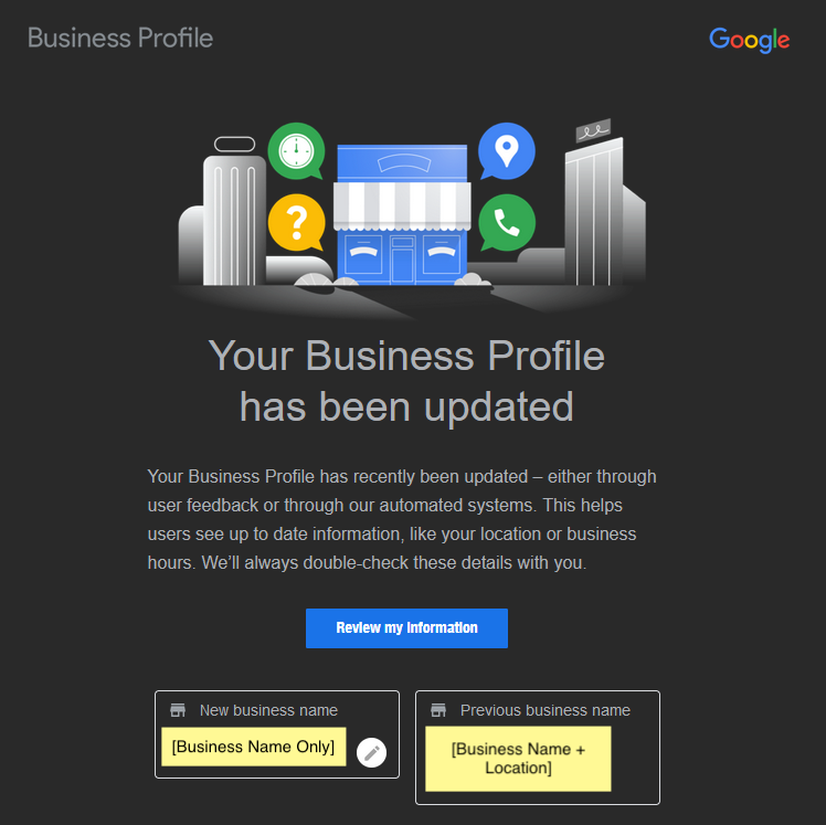 GBP is updating business names to remove location details, which has been against guidelines for a long time but not something I've seen enforced like this. Screenshot is a franchisee who kept trying to add the location back in and it was removed repeatedly. <a href="/rustybrick/">Barry Schwartz</a>