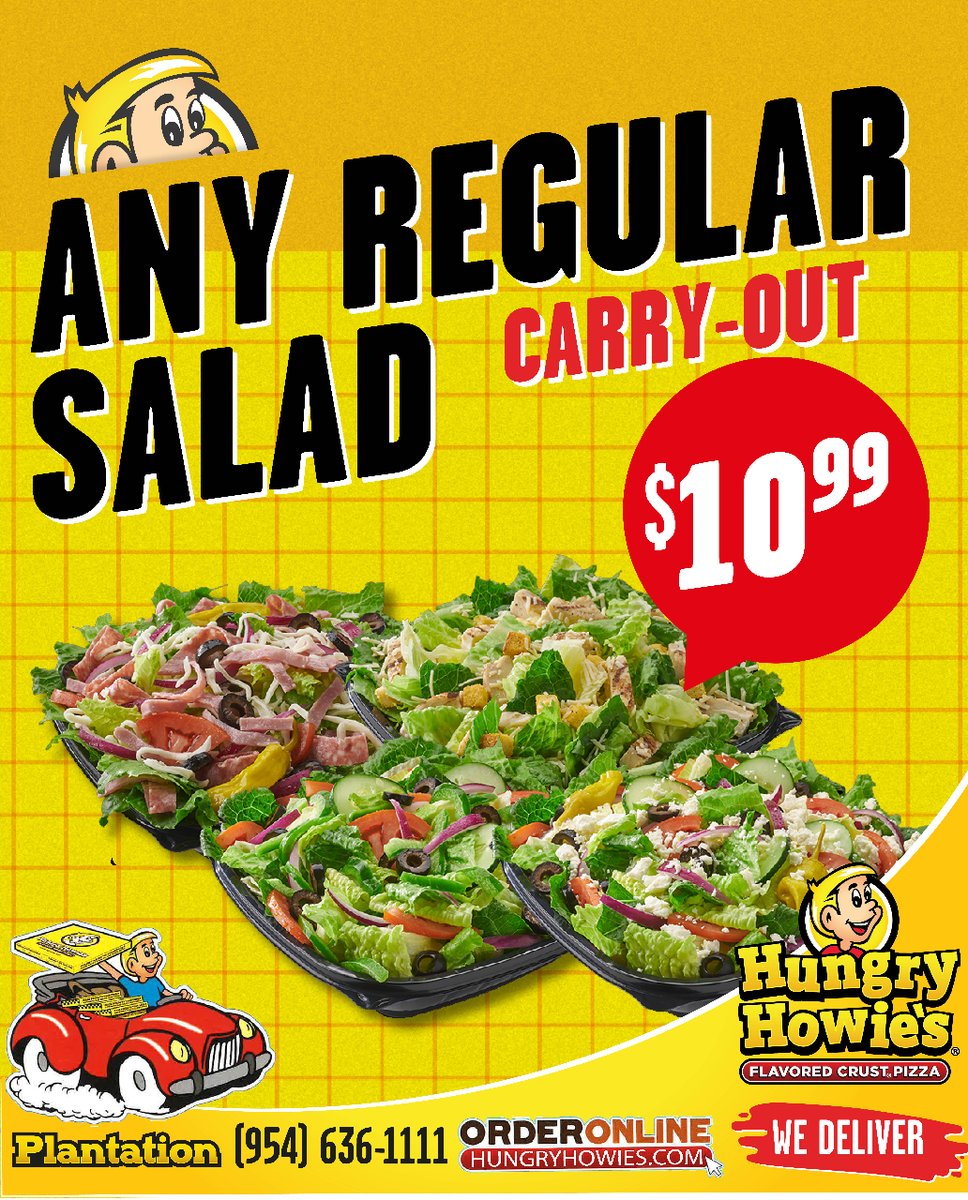 Elevate your lunch game with our Fresh Salads at Hungry Howie's! Crisp, vibrant, and bursting with flavor. Healthy never tasted so good! 🥗✨ #FreshFlavors